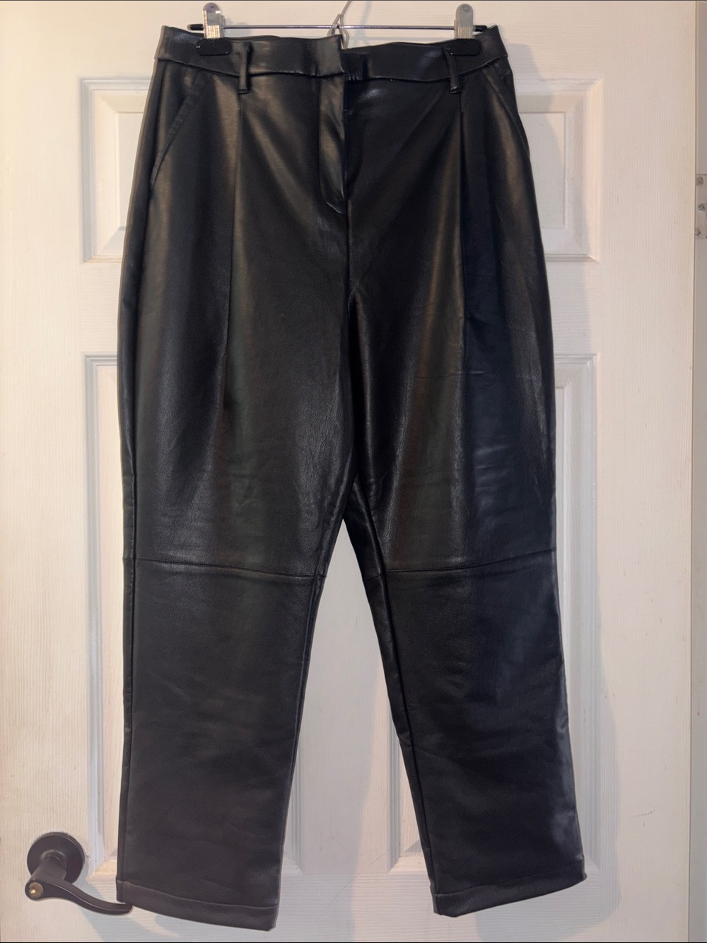 Reitmans Black Faux Leather Straight Leg Pants